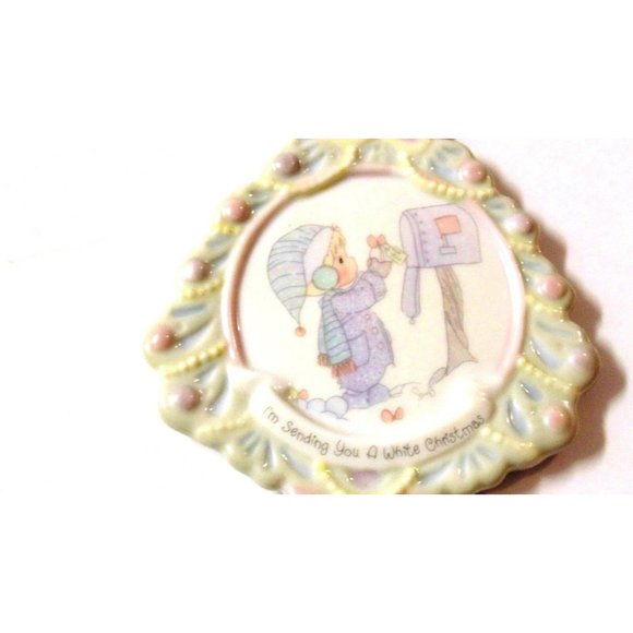 VTG 1994 Precious Moments I'm Sending You A White Christmas Holiday Ornament EUC - Picture 2 of 3